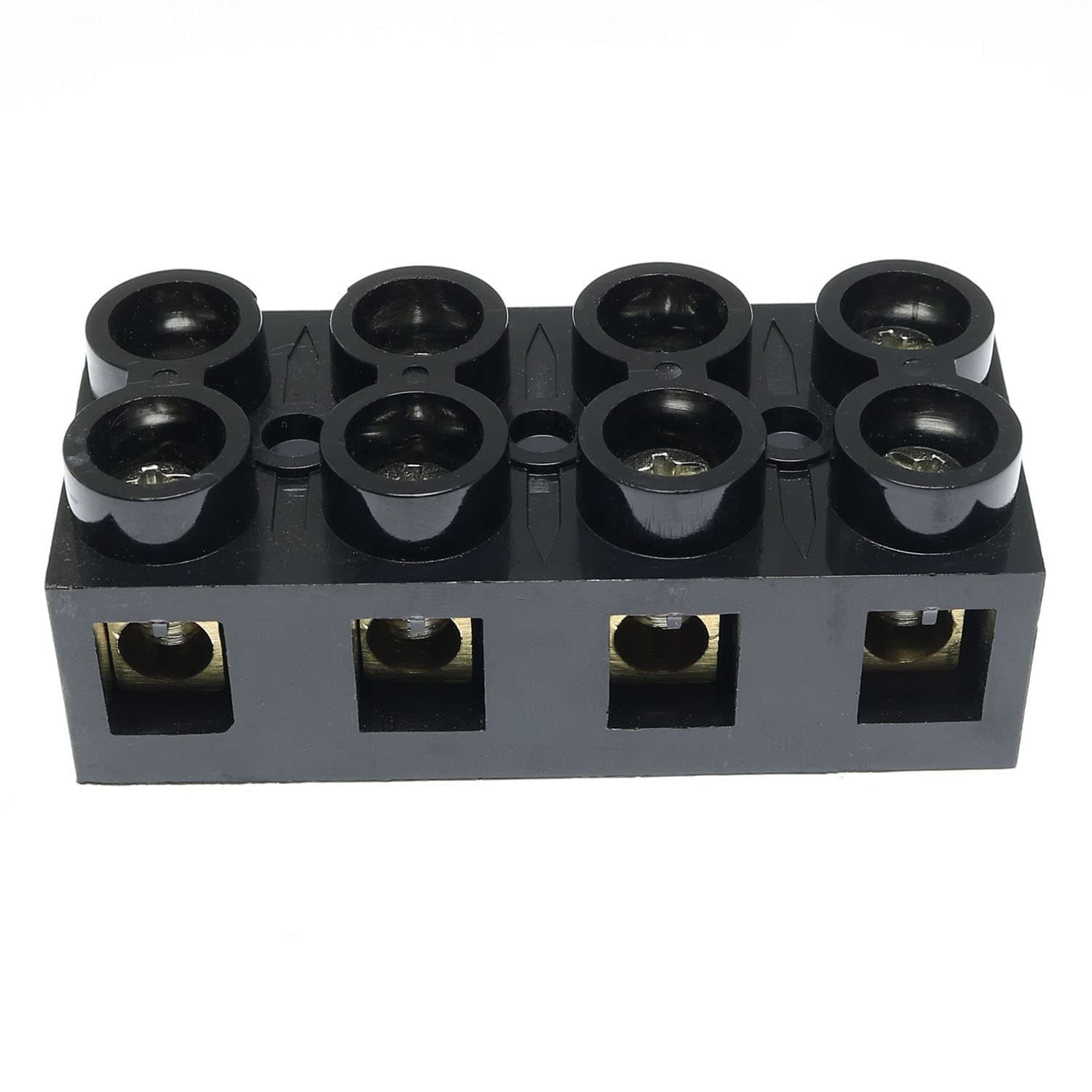 RLECS 500V 60A 4 Position Double Row Screw Terminal Block Dual Row Electrical Barrier Terminal Strip Block, Black