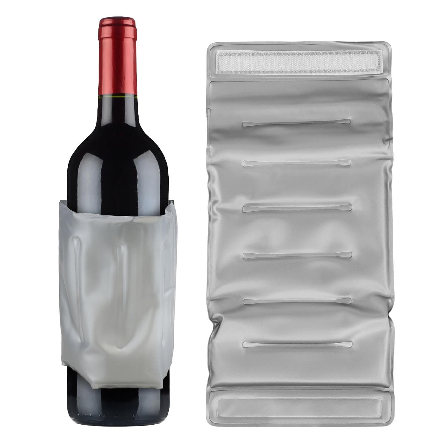 GEEZY Flexible Ice Pack Cooler Pack for Travel Picnic Camping Wine Bottle Jacket Reusable Silver