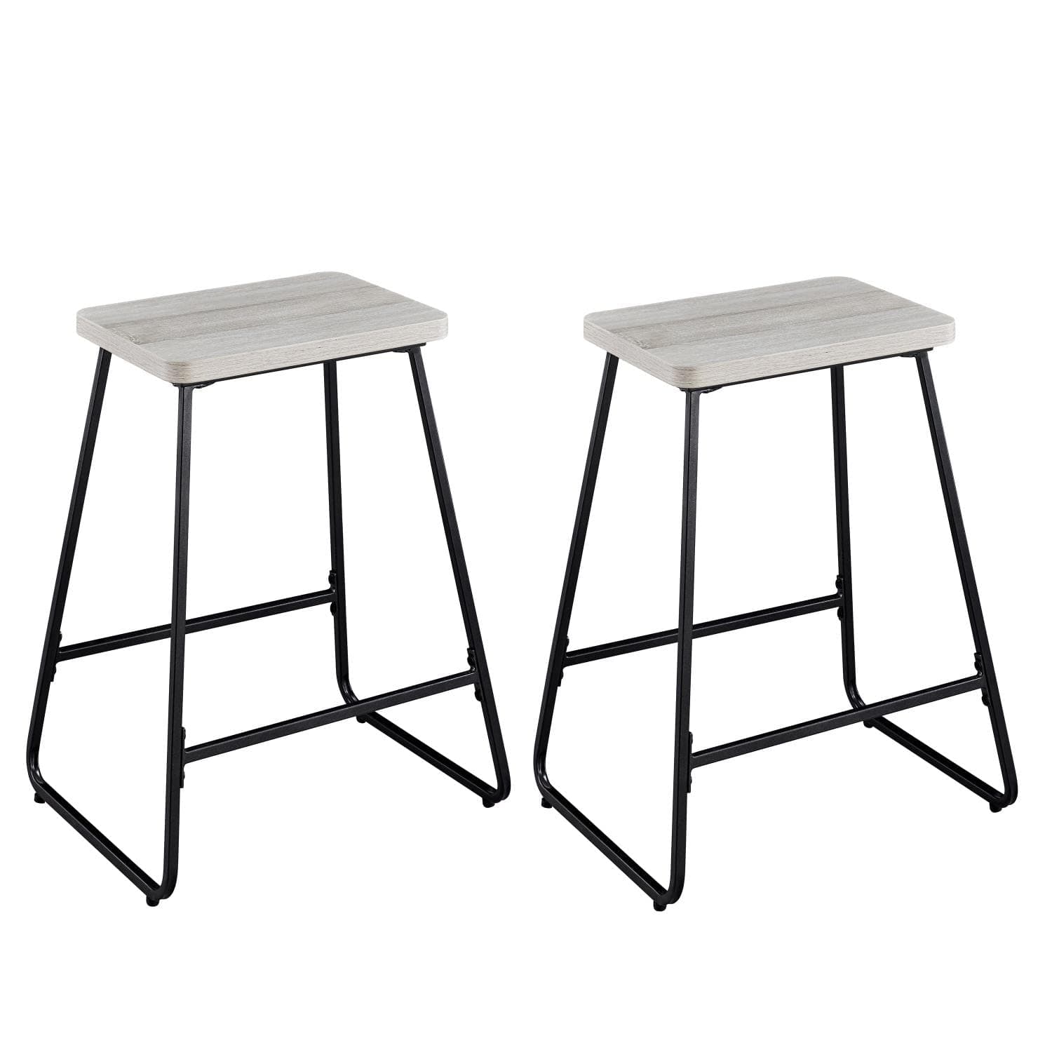 Steve Silver Carson Counter Stool, Set of 2, for Kitchen, Dinning Room, Wooden Top and Metal Base, 19 x 15 x 24 in Driftwood/Black
