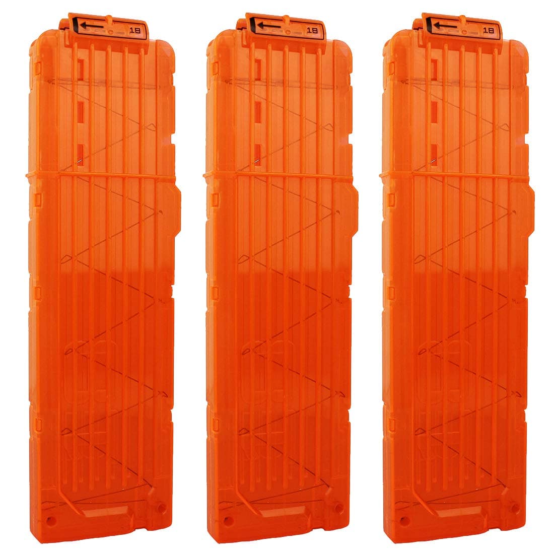 18-Darts Magazines Clips, 3 Pack 18 Darts Quick Reload Bullet Clips Magazine Clips for Nerf n-Strike Elite Blaster Transparent (Orange)