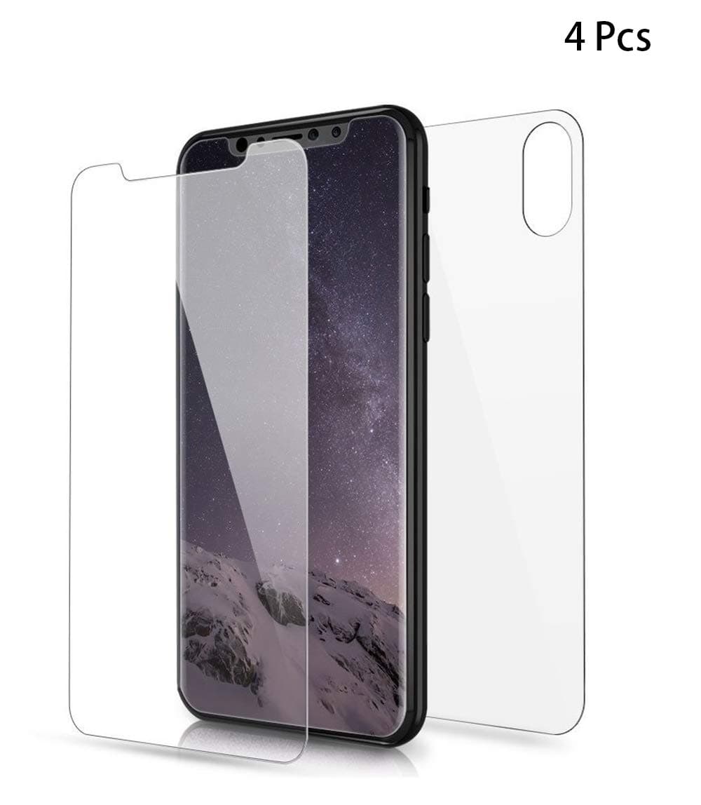 QULLOO Compatible With iPhone XS Max 6.5 inch 2018 Back + Front Screen Protector Glass s iPhone XS Back Film over Case Replacement Compatible With Apple iPhone XS Max 6.5 inch 2018-2 Pack