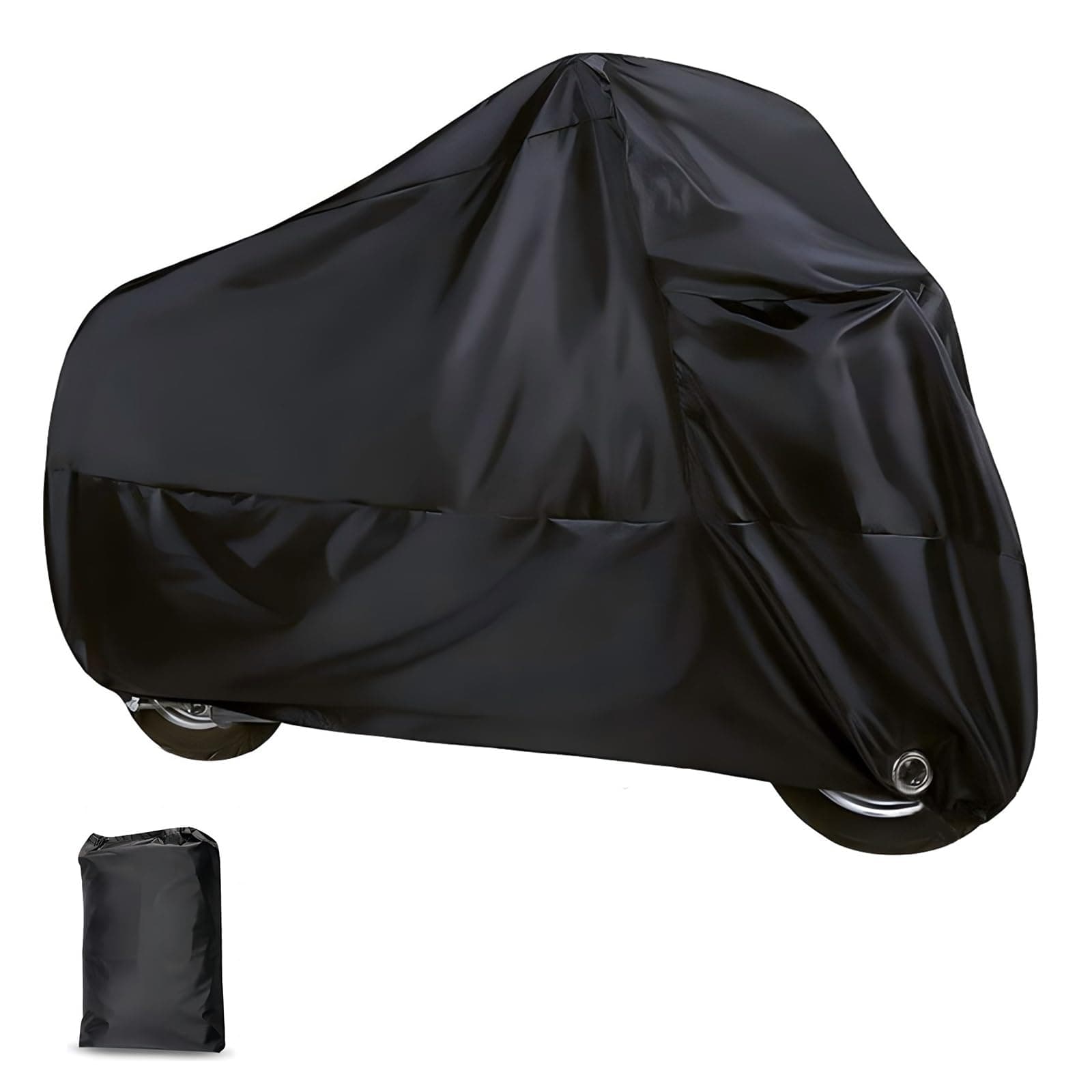 Pack-1 Motorcycle Cover, 96.4" x 41.3" x 49.2" Waterproof Sunproof Outdoor Protector for All Seasons, Foldable Buckle with Lock Design Anti-Theft Cover, Universal for Motorcycles (Black)
