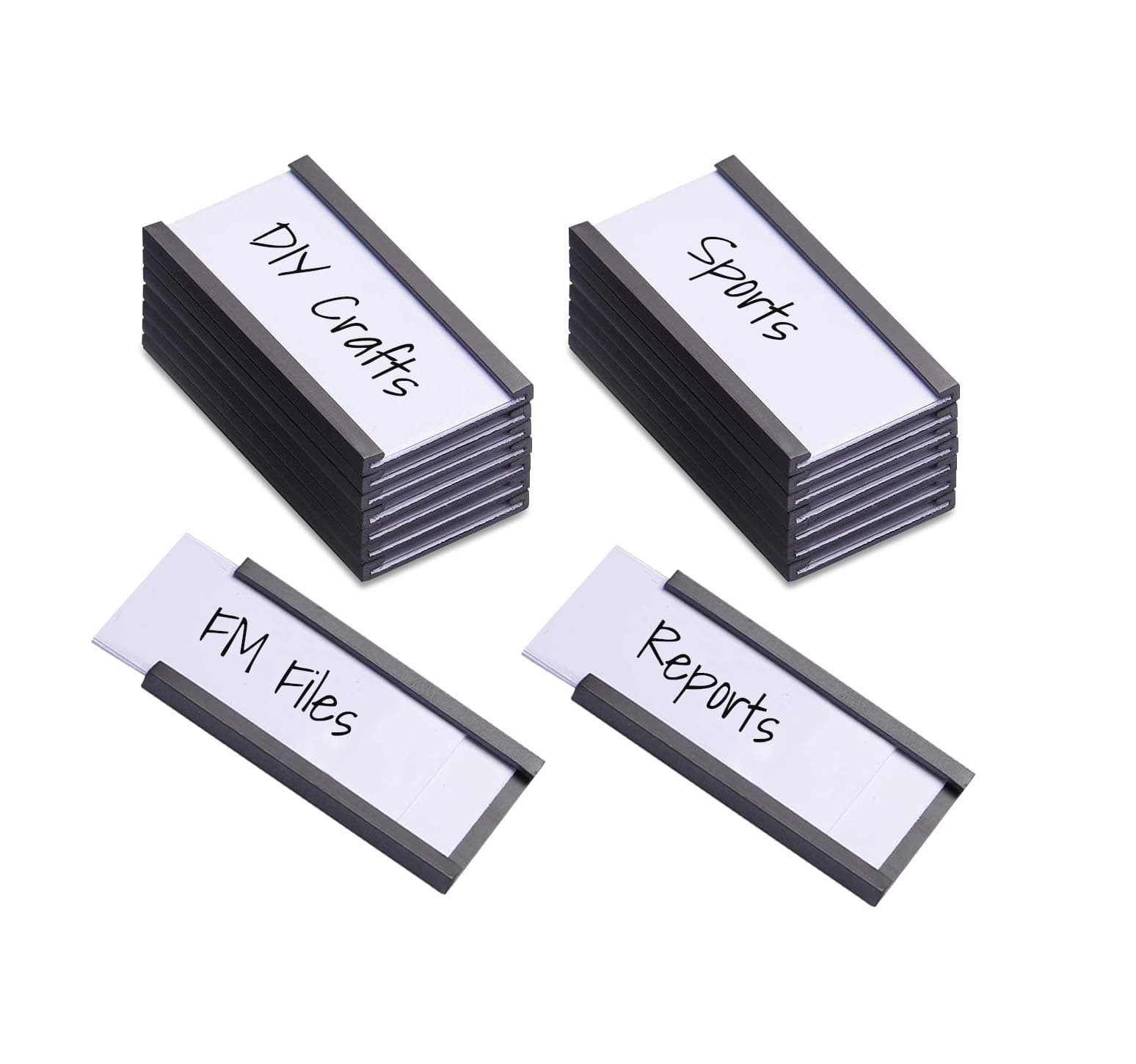 Magnetic Shelf Label Data Card Holders - C Channel - Magnetic Strips with Protective Films - Labels for Shelf Organization -1" x 2" - 100 Pieces