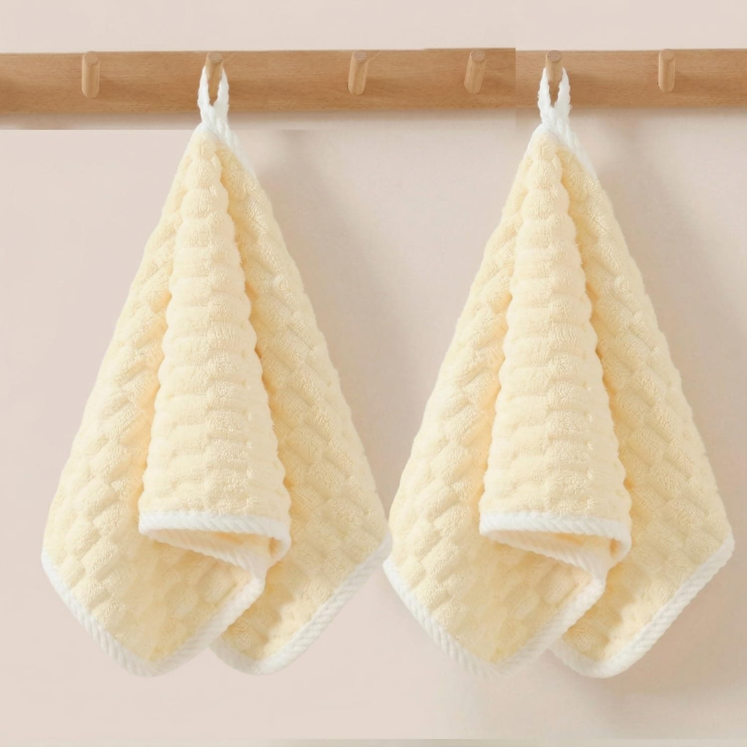 LINEAR Microfiber Hand Towels/Small Size Towel/Face Towel/Towel for Men, Women & Babies/Ultra Soft, Absorbent & Quick Dry Towels for Gym, Travel 300 GSM (Cream)