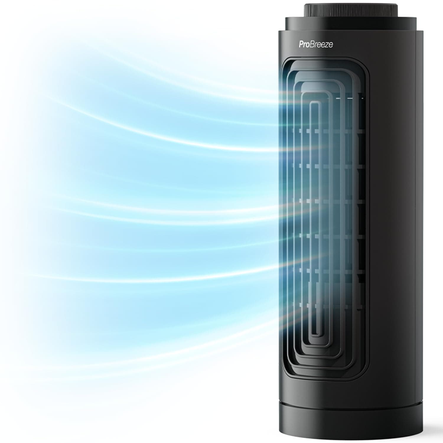 13" Inch Desktop Mini Tower Fan - Small, Quiet & Portable Desk Fan - for Bedroom, Home Office & Kitchen - 3 Fan Speeds, Automatic Oscillation, & Quiet Cooling - Black