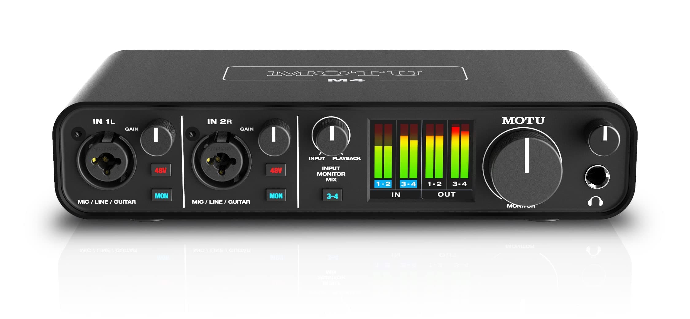 M4 4x4 USB-C Audio Interface 4-in/4-out USB-C Audio Interface with 2 Microphone Preamps, LCD Screen, Hardware Monitoring, Loopback, and 6+GB of Free Content - Mac/PC/iOS