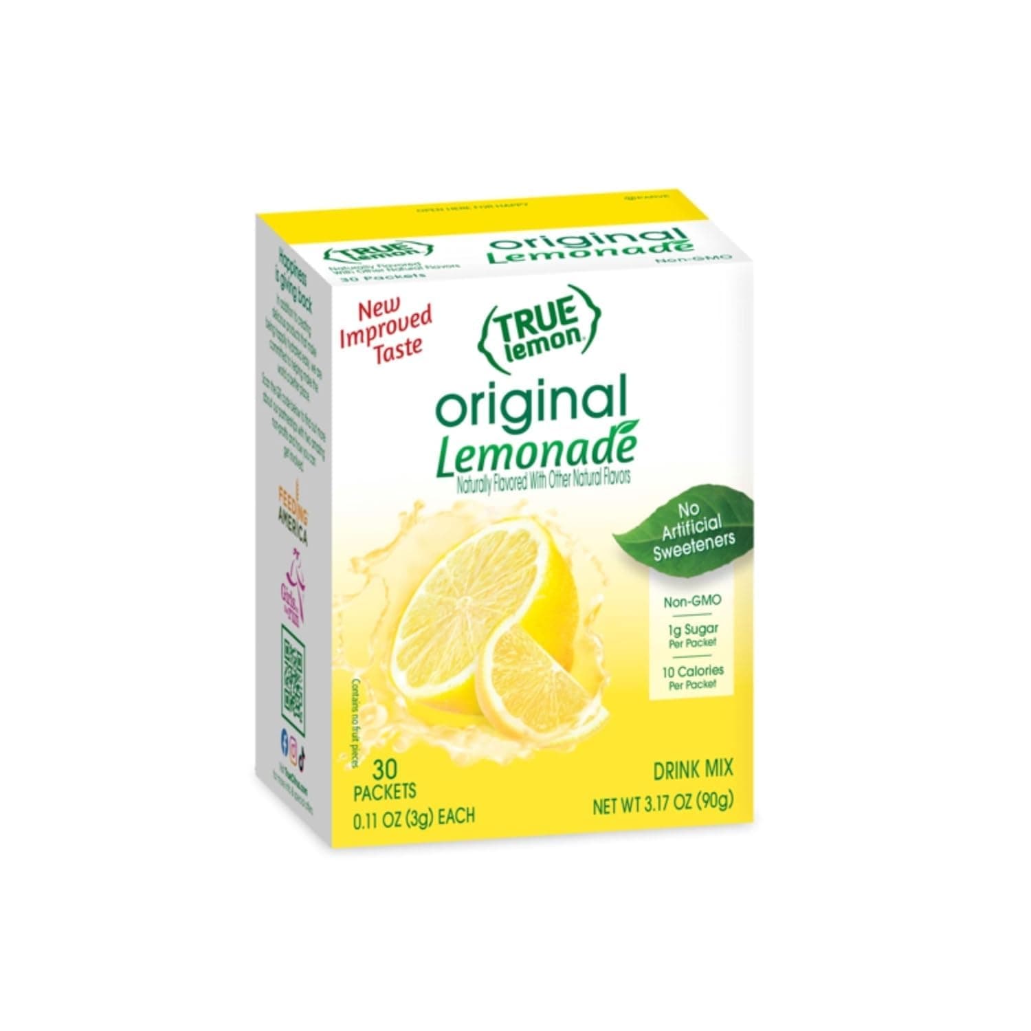 LEMON Original Lemonade Drink Mix| Made from Real Lemon | No Preservatives, No Artificial Sweeteners, Gluten Free | Water Flavor Packets & Water Enhancer with Stevia 30 Count (Pack of 1)