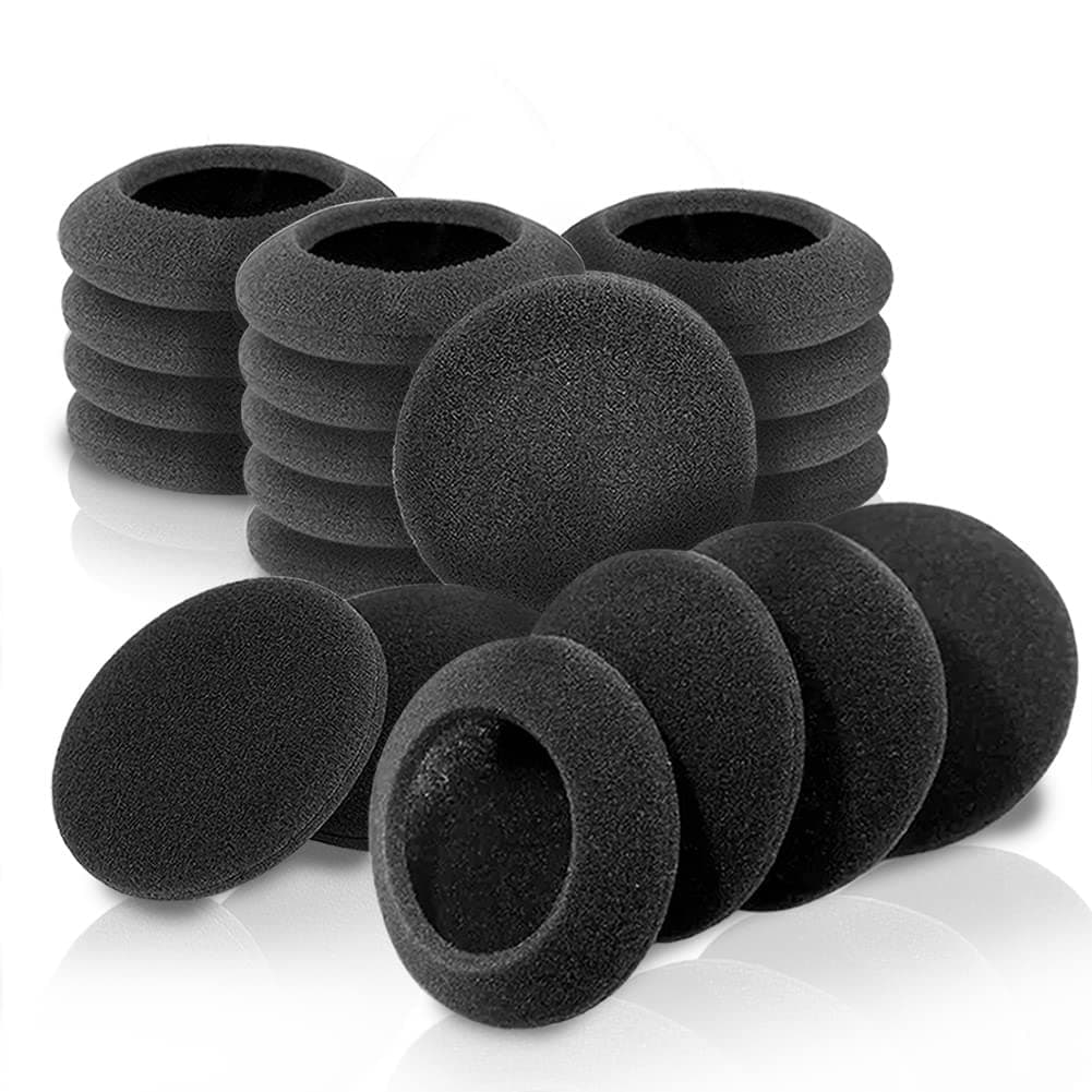 10 Pairs 60mm/2.4" Replacement Foam Ear Pud Earpads Sponge Cushion Covers for Logitech H600, H330, H340,Sony MDR-G45LP,Jensen JHH110 /FreeTalk 5091,Aiwa HP-CN5 /Labtec Axis 502 headset Black (BLACK)