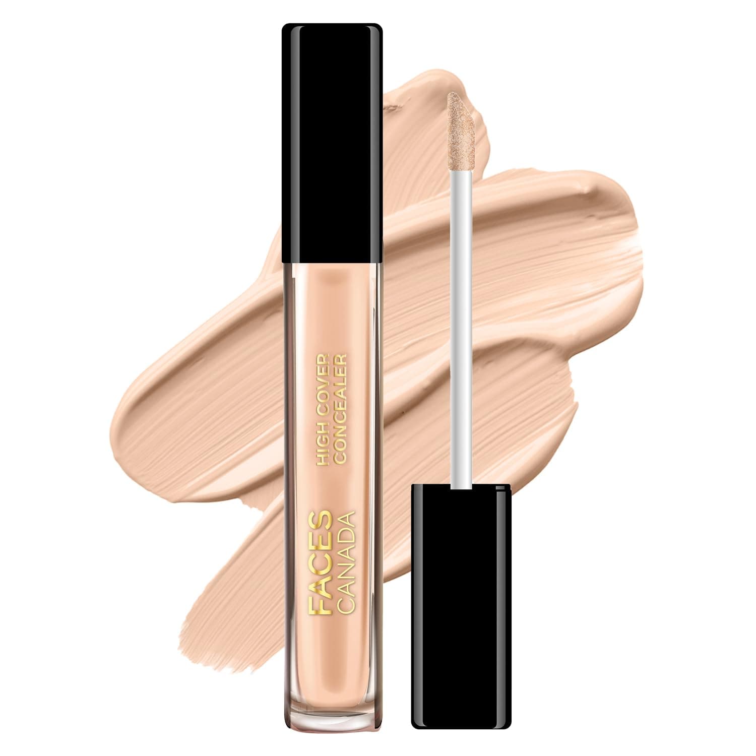 FACESCANADAFACES CANADA High Cover Concealer - Caramel Crunch 03 | High Coverage | Blends Easily | Natural Finish I Covers Spots, Blemishes & Dark Circles | With Shea Butter & Vitamin E | 4 ml