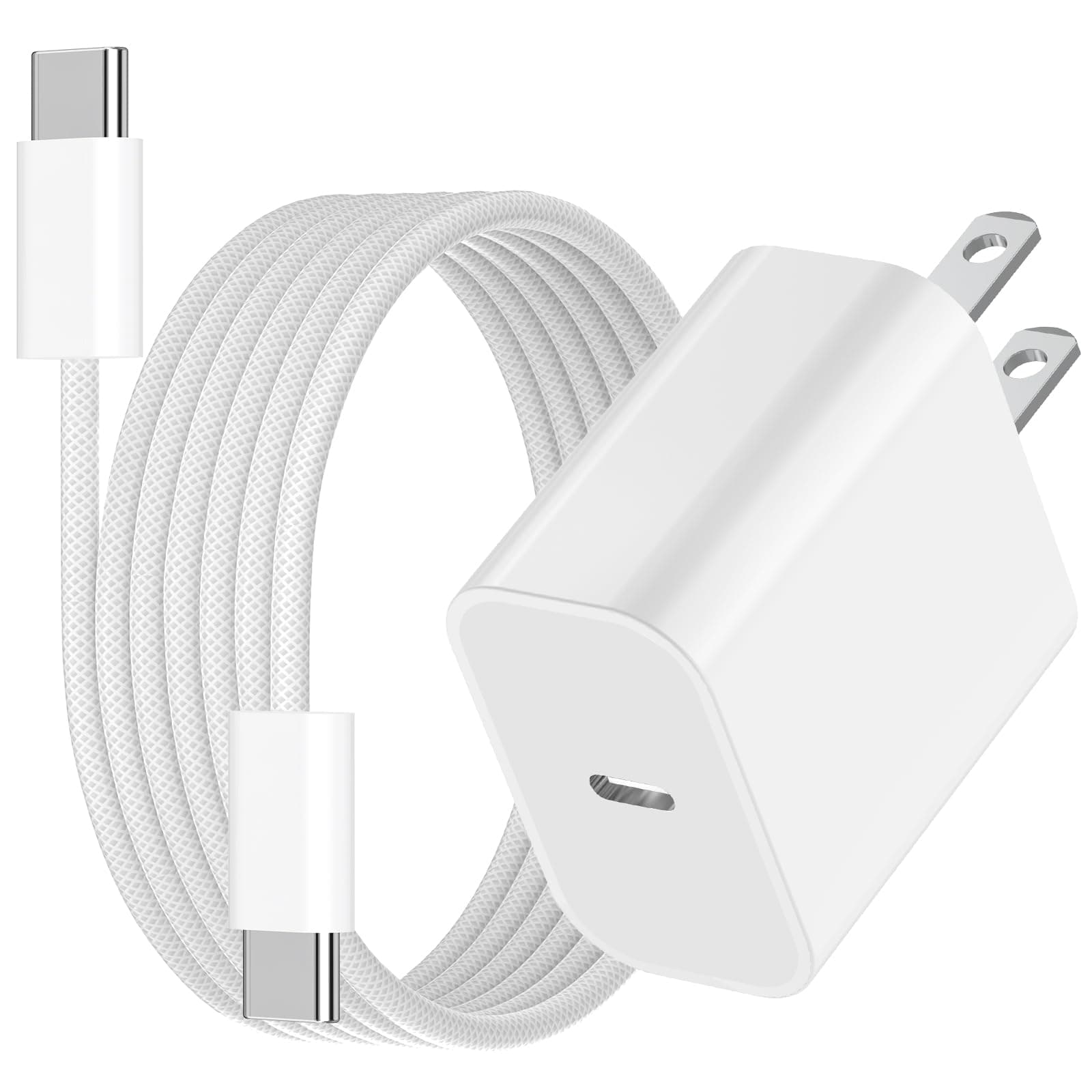 iPhone 16 15 Charger Fast Charging, 20W USB C Fast Charger Block iPhone Charger with Woven 6FT Type-C Cable 60W for iPhone 16 Plus/16 Pro/16 Pro Max/iPhone 16E/iPhone 15/15 Pro Max/iPad Pro/AirPods