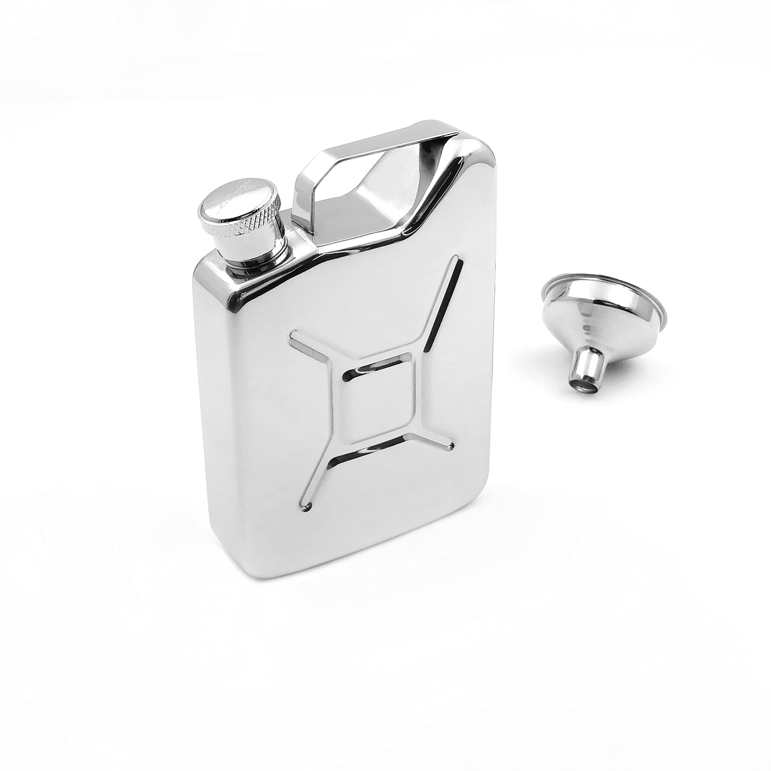 5oz Hip Flask Classic Jerry Can Shape Mirror Finished with a Funnel 18/8 Stainless Steel-YM123A