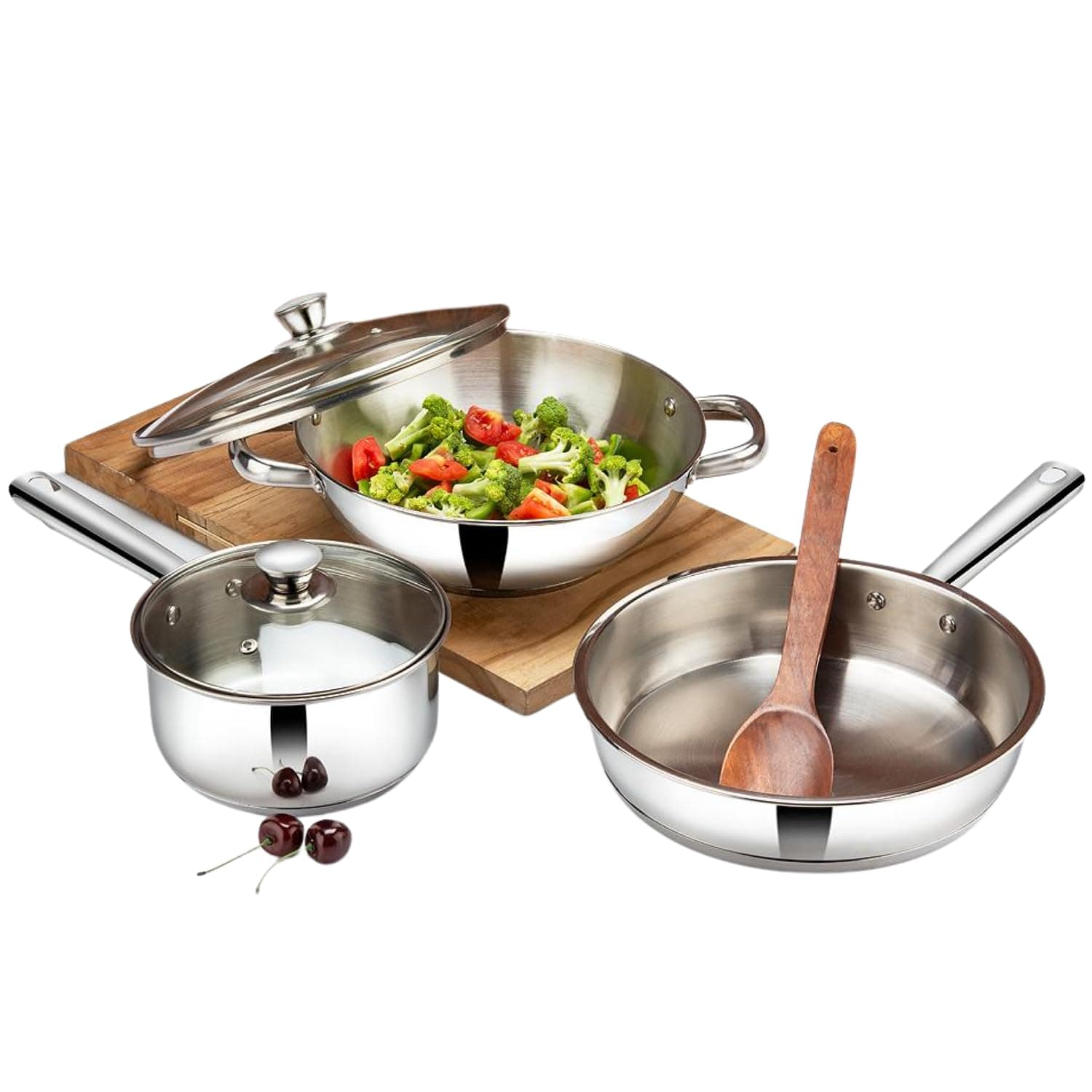 VinodStainless Steel Modena Cookware Set - 3 Piece (Induction Friendly)