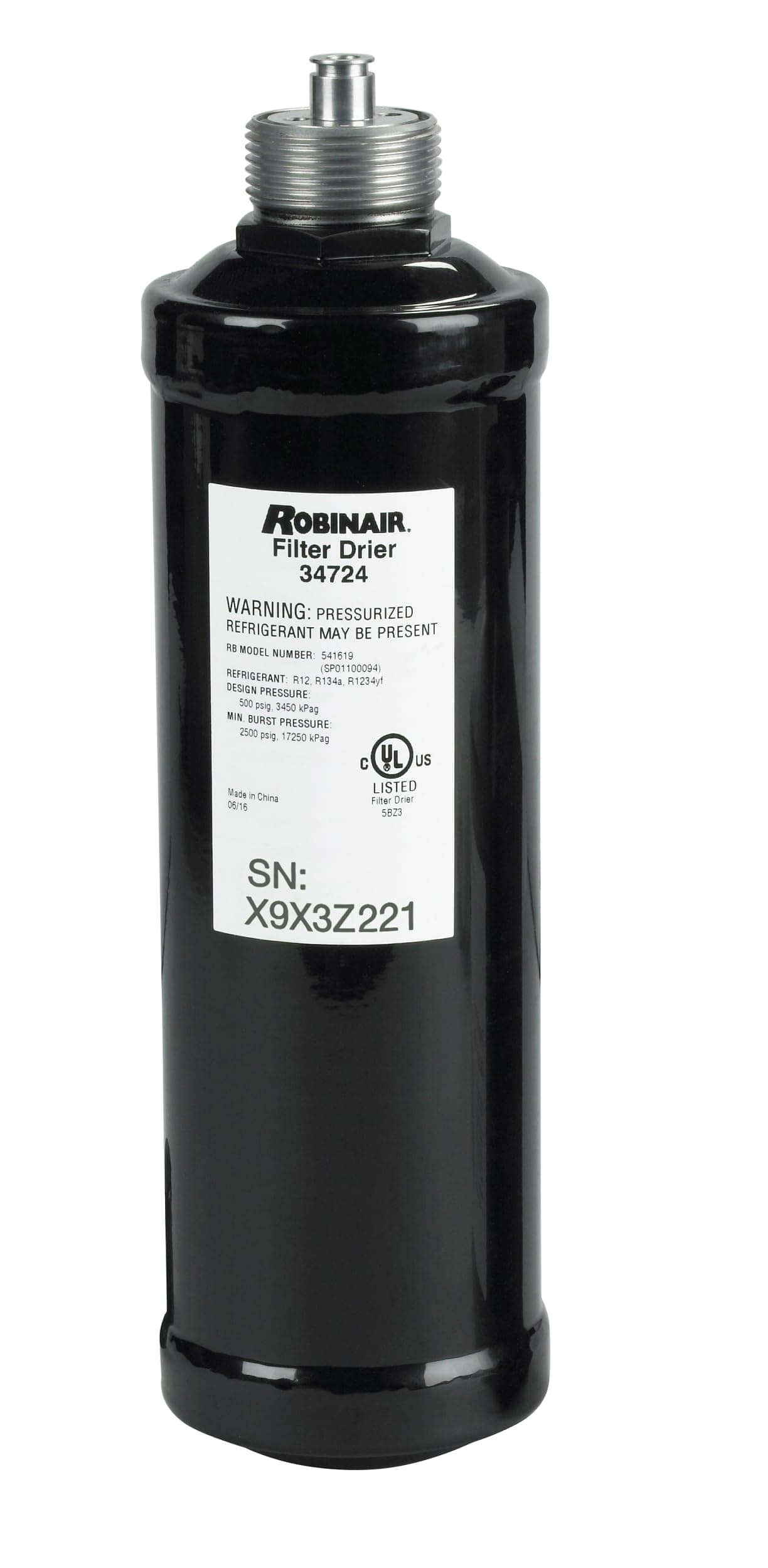 Robinair 34724 A/C Recycling Filter-Drier Spin-On Filter, Black