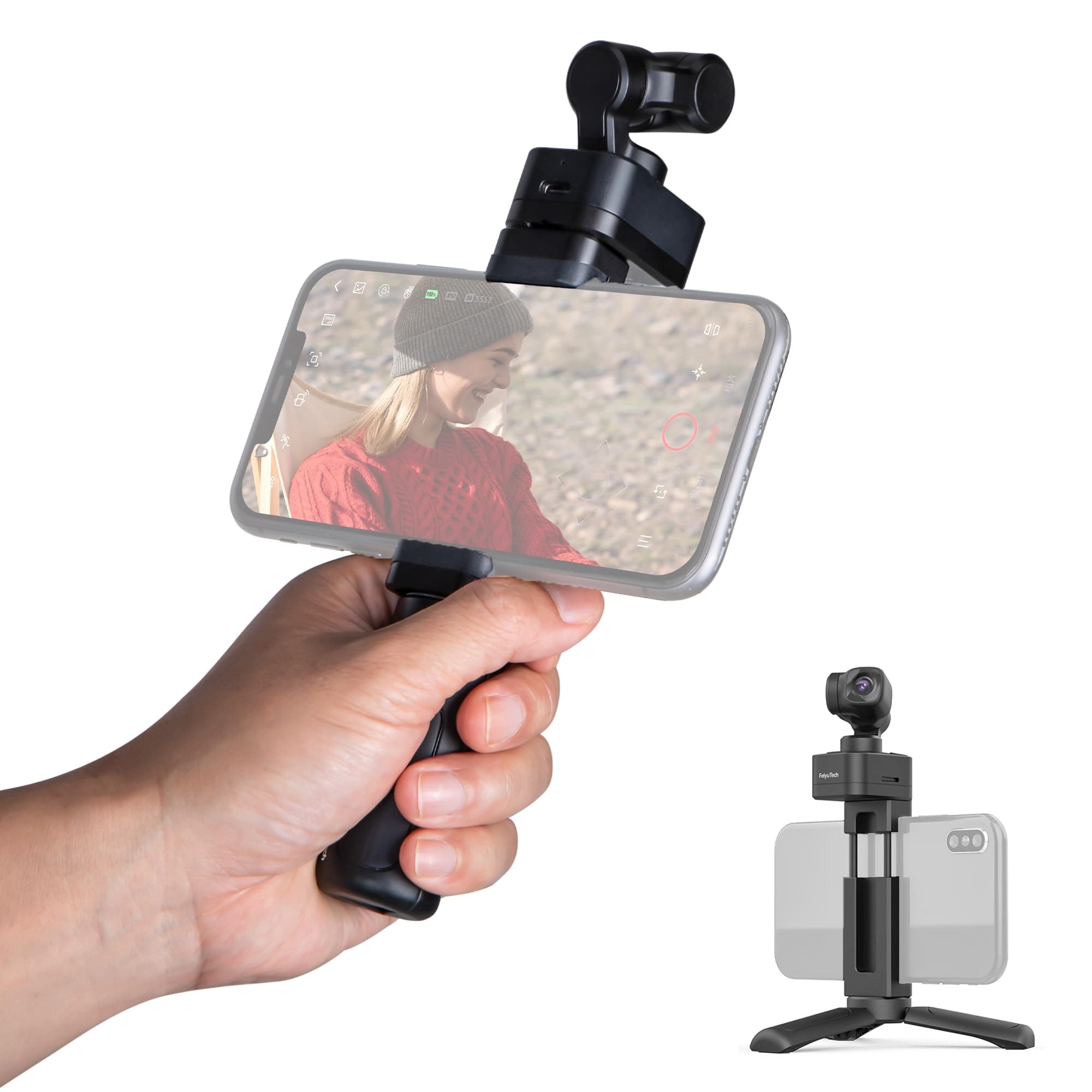 FeiyuTech Feiyu Pocket 3 - Handheld 4K Camera with 3-Axis Gimbal Stabilizer,1/2.3″CMOS,Detachable Magnetic Pocket-Sized Camera,4.0 AI Tracking