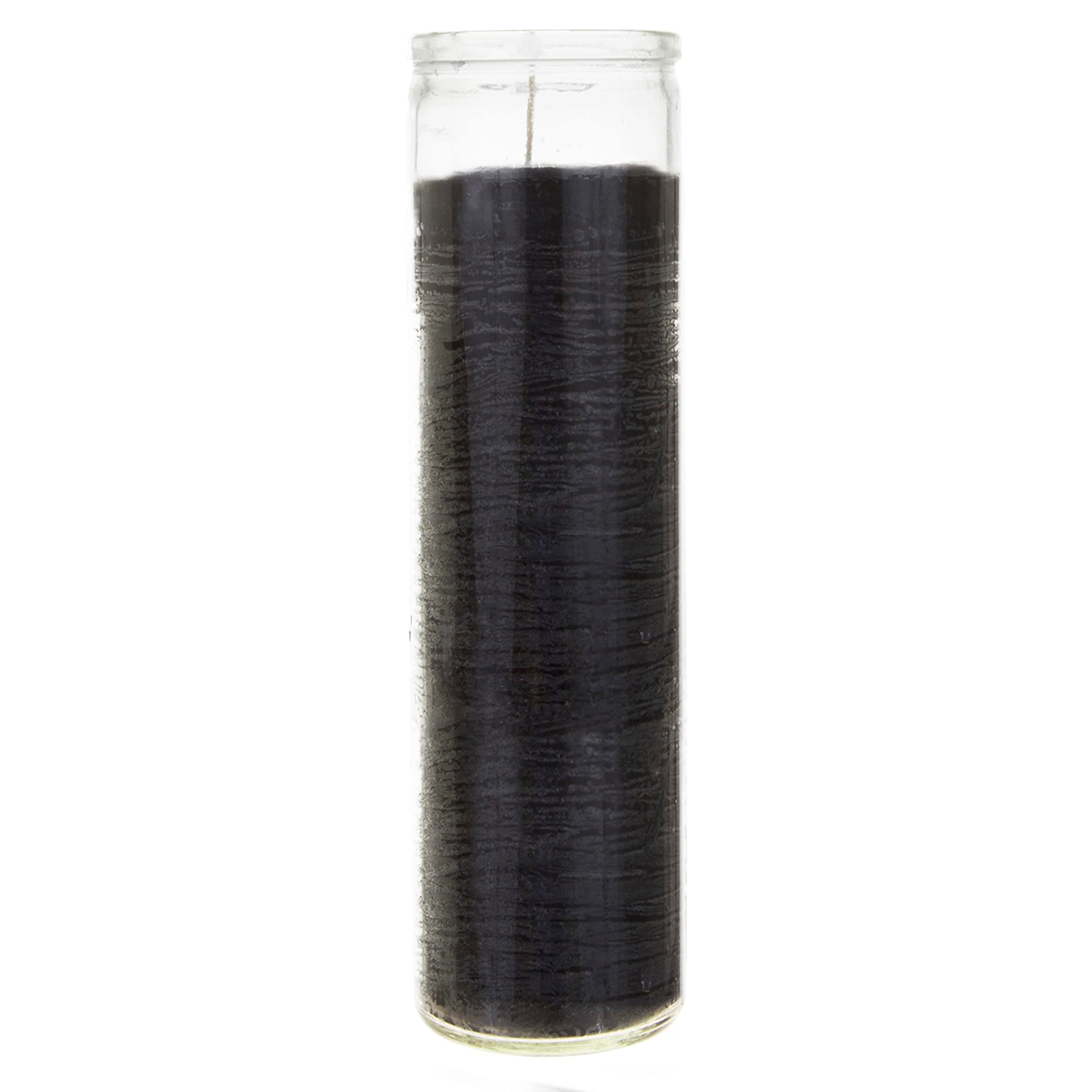 Mega Candles 1 pc Unscented Black 7 Day Glass Container Devotional Prayer Candles, Premium Wax Candle 2 Inch x 8 Inch, Sanctuary, Vigils, Prayers, Blessings, Religious, Memorials, Remembrance