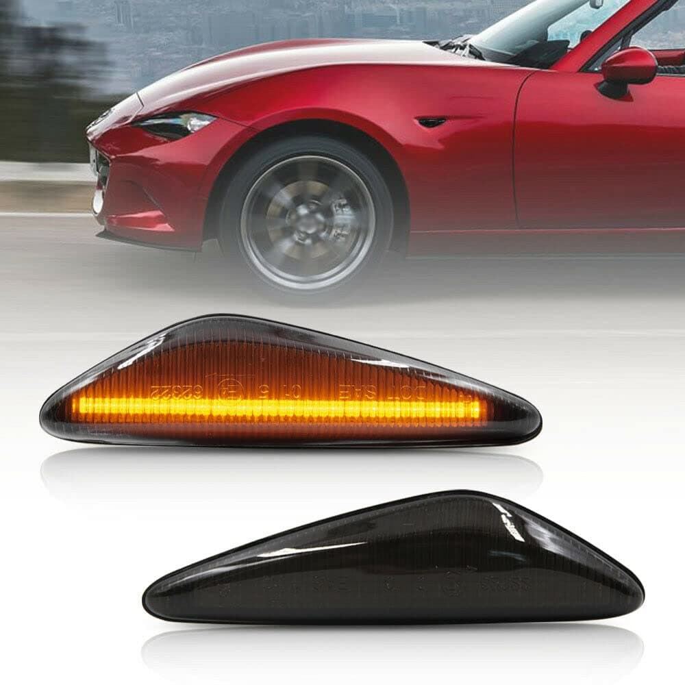 NSLUMO LED Side Marker Lights for 2016-up Maz'da MX-5 ND 2009-2012 RX-8 Smoked Lens Amber Front Fender Marker Lights Replace OEM Sidemarker Lamps