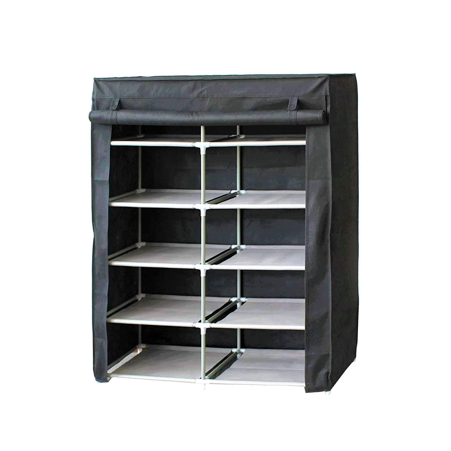 EBS Black Shoe Rack Standing Storage Organiser Shoe Shelf 20 Pairs Shoes - 88 x 32 x 105 cm