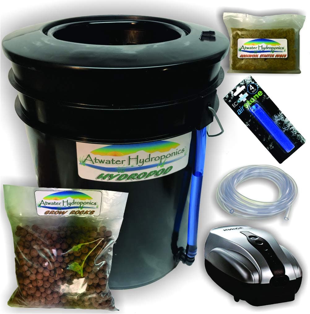 The Atwater HydroPod - Standard A/C Powered DWC Deep Water Culture/Recirculating Drip Hydroponic Garden System Kit - Bubble Bucket - Bubbleponics - (Nutrients Not Included)