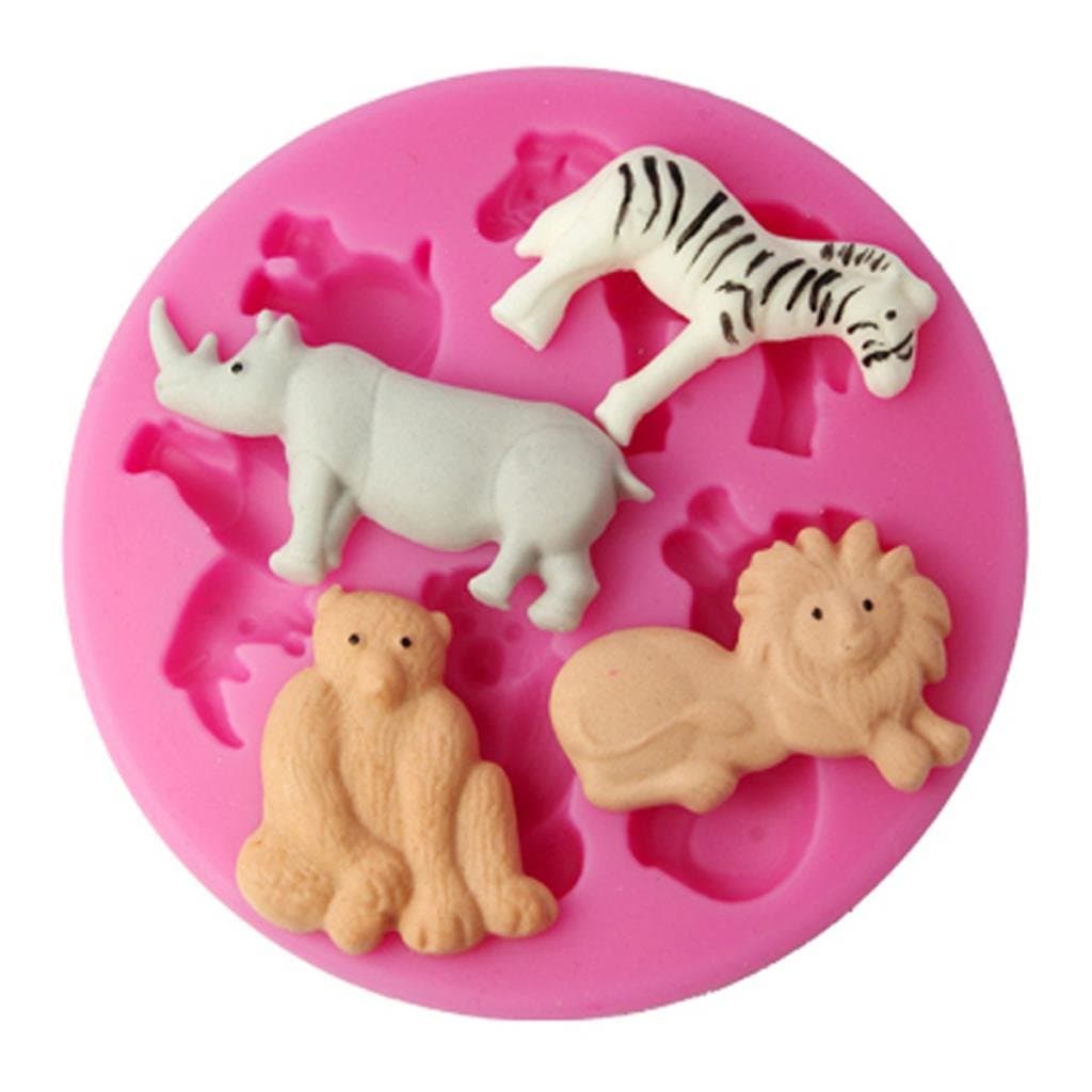 Gum Paste Molds Different Animals Silicone Mould for Cake Color Pink