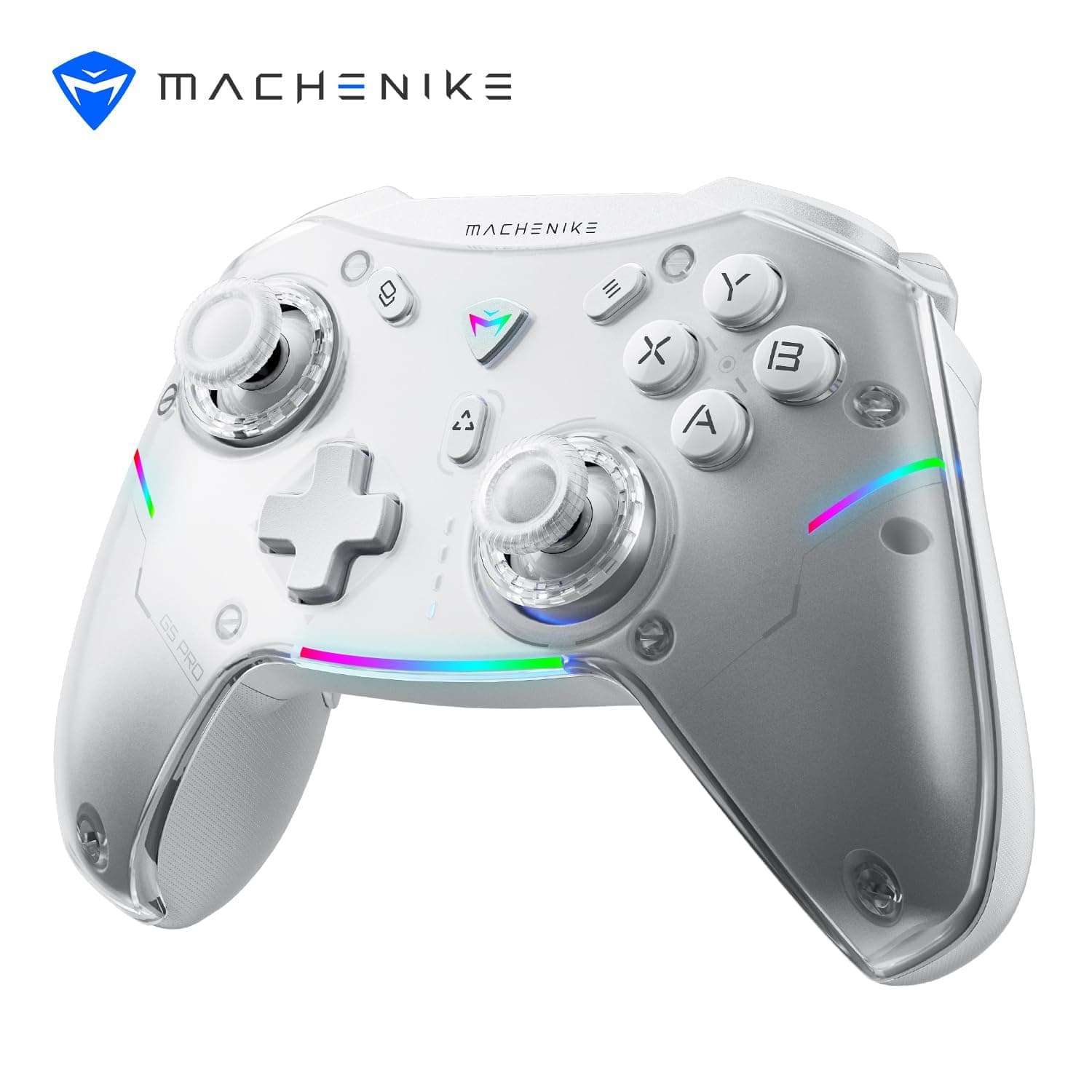 Machenike G5 Pro Wireless Gaming Controller for Windows PC,Switch,IOS&Android,PC Controller Hall Effect Joystick&Triggers/Gyroscope,RGB Lights (White)