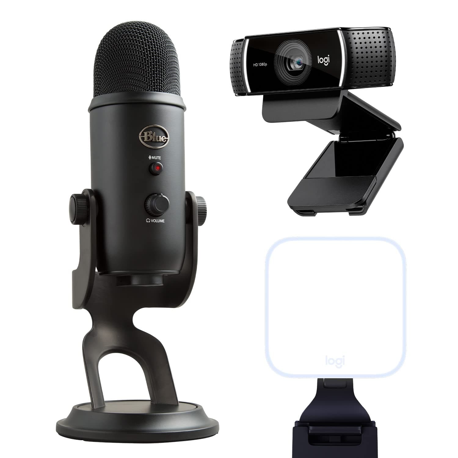 Blue Yeti Podcast Equipment Bundle - for PC, Mac, Gaming, Recording, Streaming, Podcasting, Studio, and Computer Condenser, Blue VO!CE Effects, 4 Pickup Patterns, Premium LED Light - Blackout