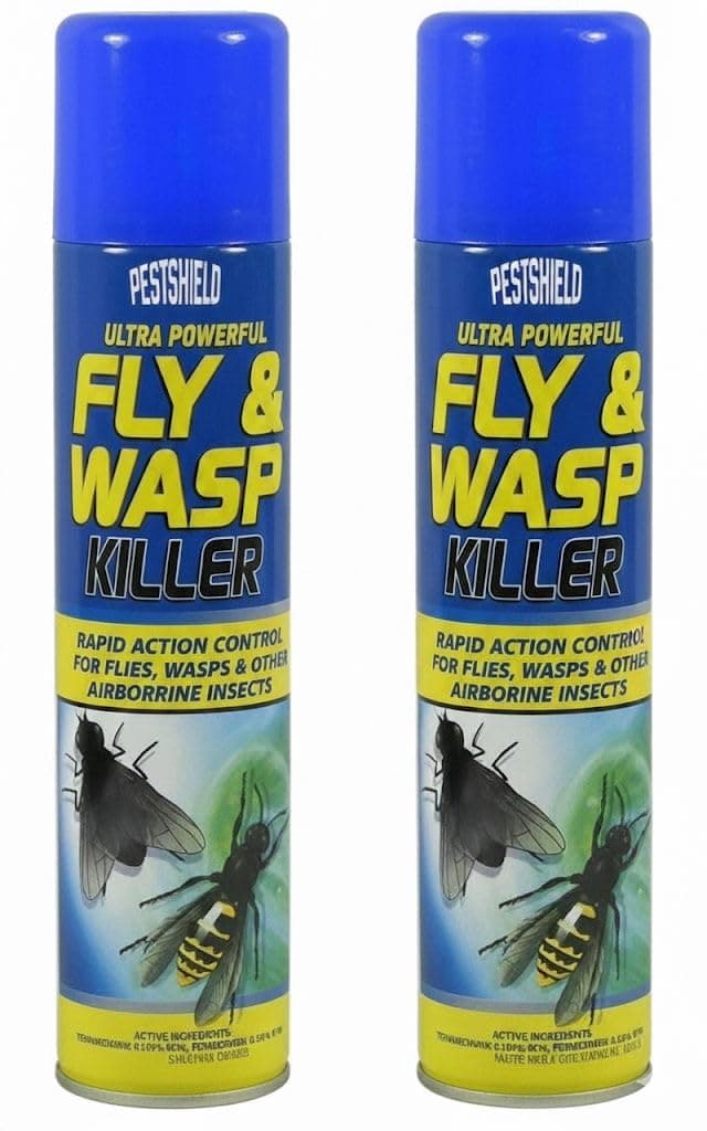 2 x Pestshield Fly & Wasp Flying Insect Killer Spray 300 ml by Pestshield