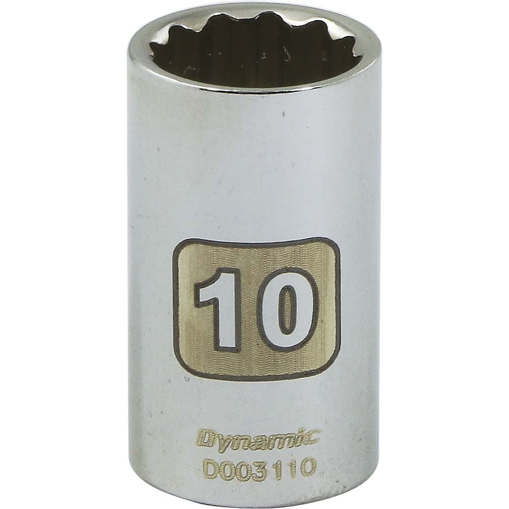 Dynamic ToolsD003110 1/4" Drive 12 Point Metric Socket with 10mm Standard Length, Chrome Finish