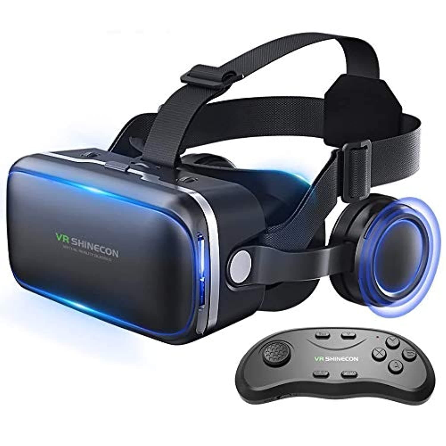 Honggu VR Shinecon VR Headset 3d Glasses Virtual Reality Headset for VR Games & 3D Movies Pack with Remote Controller