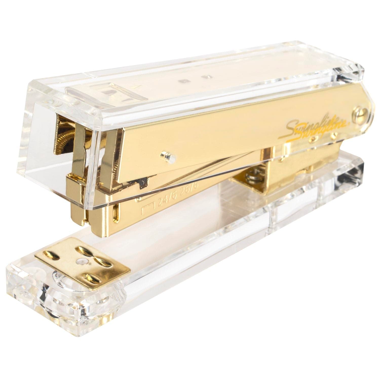 Compact Clear Acrylic Gold Stapler, 20 Sheet Capacity, Half Strip, Transparent Desk Stapler (S700000A)
