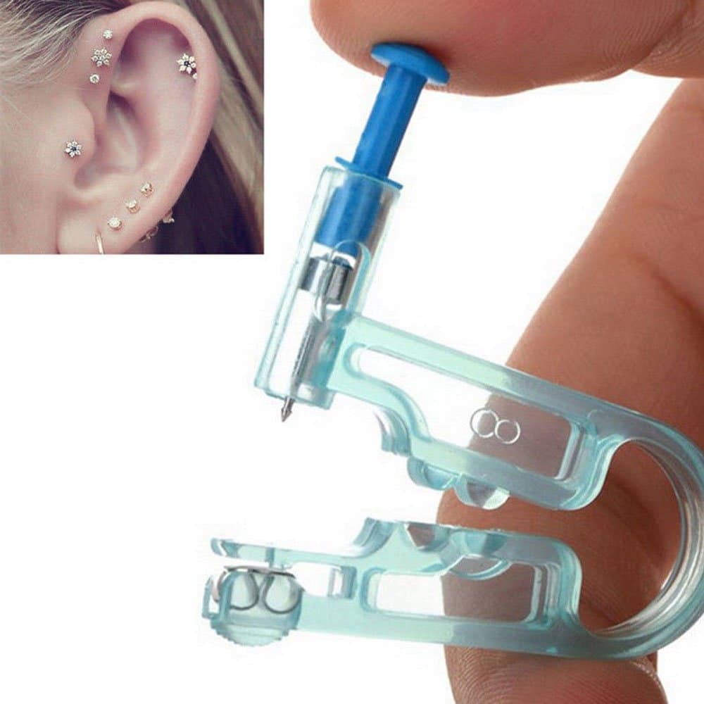 TEEROVA 2× Disposable Safety Ear Piercing Gun Unit Tool With Ear Stud Asepsis Pierce Kit