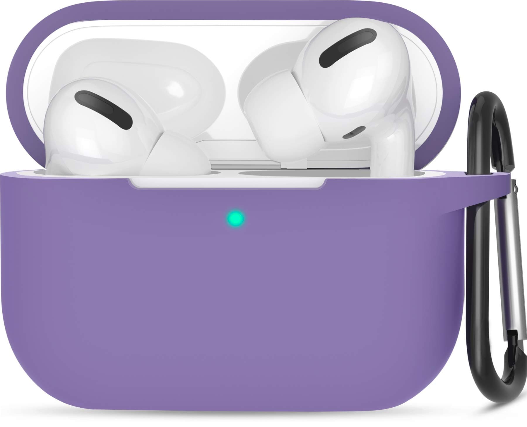 SATLITOG for AirPods Pro(2nd/1st Generation), Protective Silicone Case with Keychain Compatible with Apple AirPods Pro(2022/2019) (Front LED Visible) - Violet