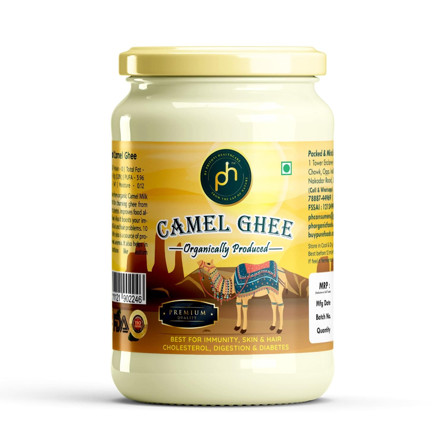 PH's Organic Camel Milk Ghee 500 ML | bilona method