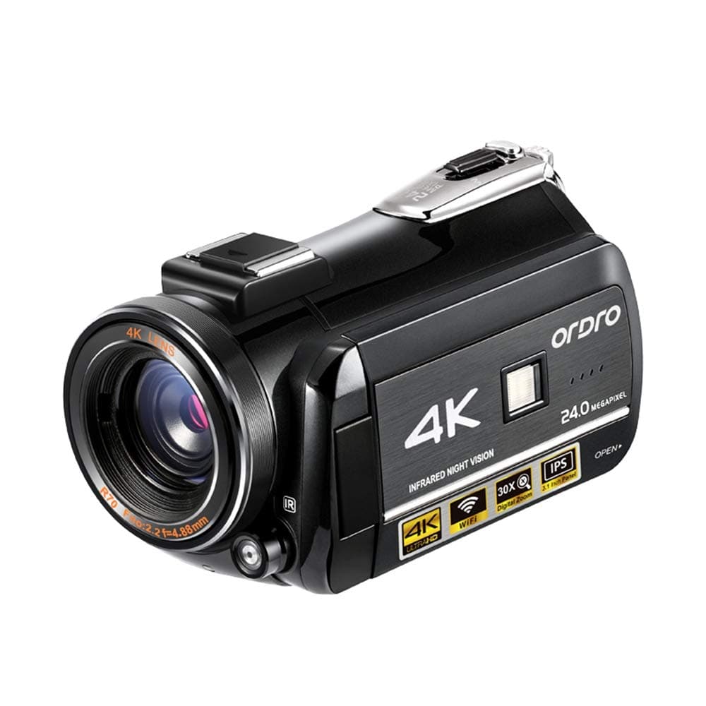 Video Camera 4K Camcorder IR Night Vision Camera Recorder 3.1’’ IPS Touch Screen Digital WiFi Camcorders with Microphone