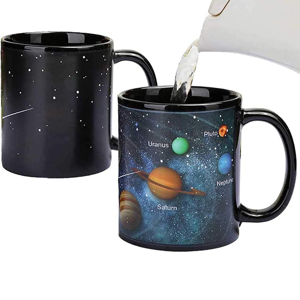 Heat Changing Solar System Magic Coffee Mug Heat Sensitive Porcelain Tea Cup Christmas Funny (10 OZ)