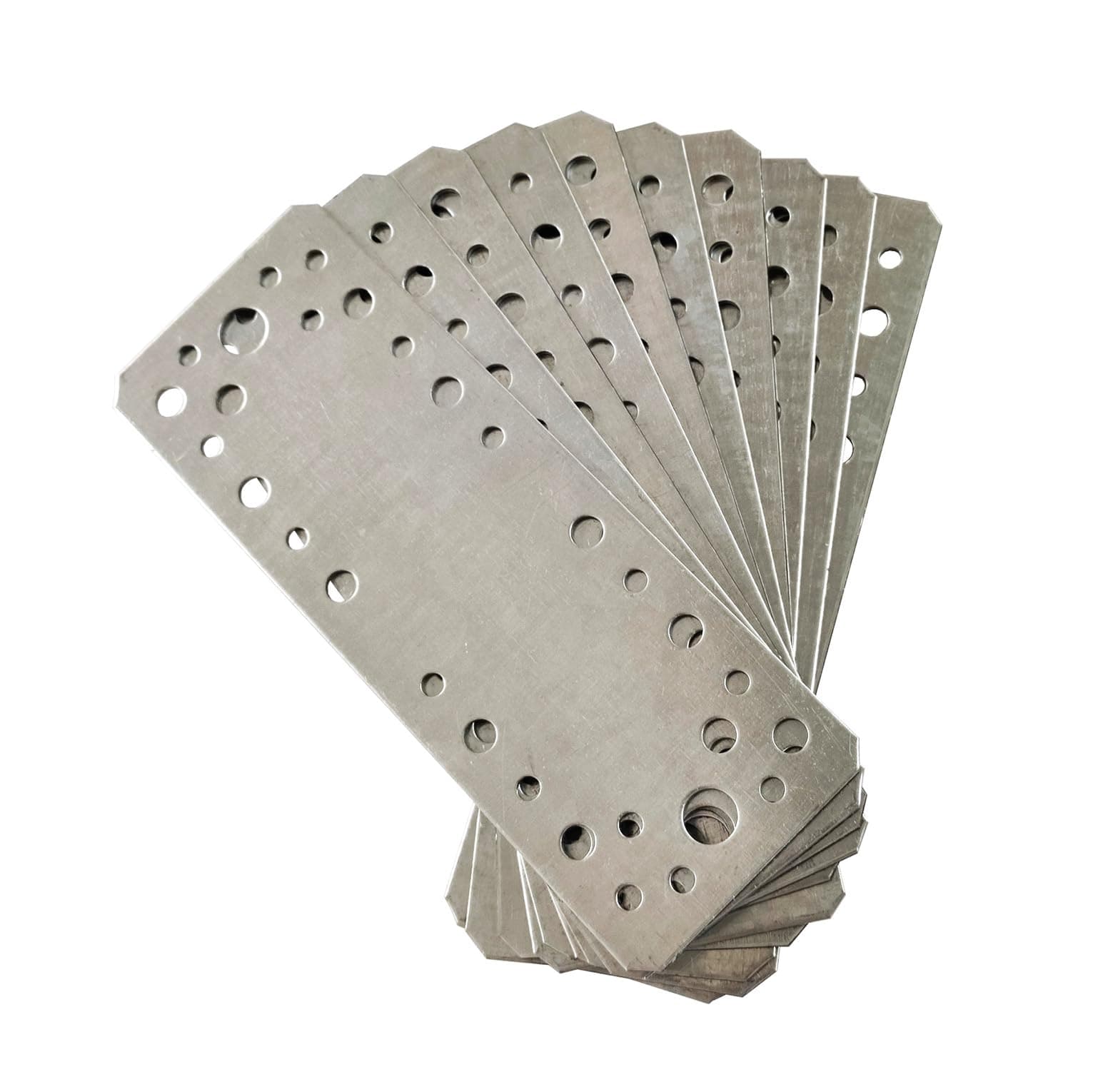 OMIDEAS 10 x Flat Joining Plates (180 x 65 x 2) Heavy Duty Straight Perforated Braces Brackets Timber Wood Metal Galvanised Steel Fixing Repair Connector