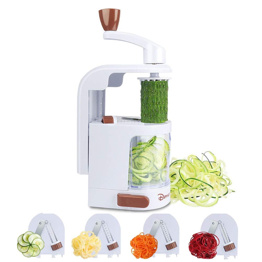 Spiralizer Vegetable Slicer, Domserv 4-Blade Vegetable Spiralizer, Premium Spiral Slicer for Zucchini Noodle, Veggie Pasta Spaghetti Maker (Light Green)