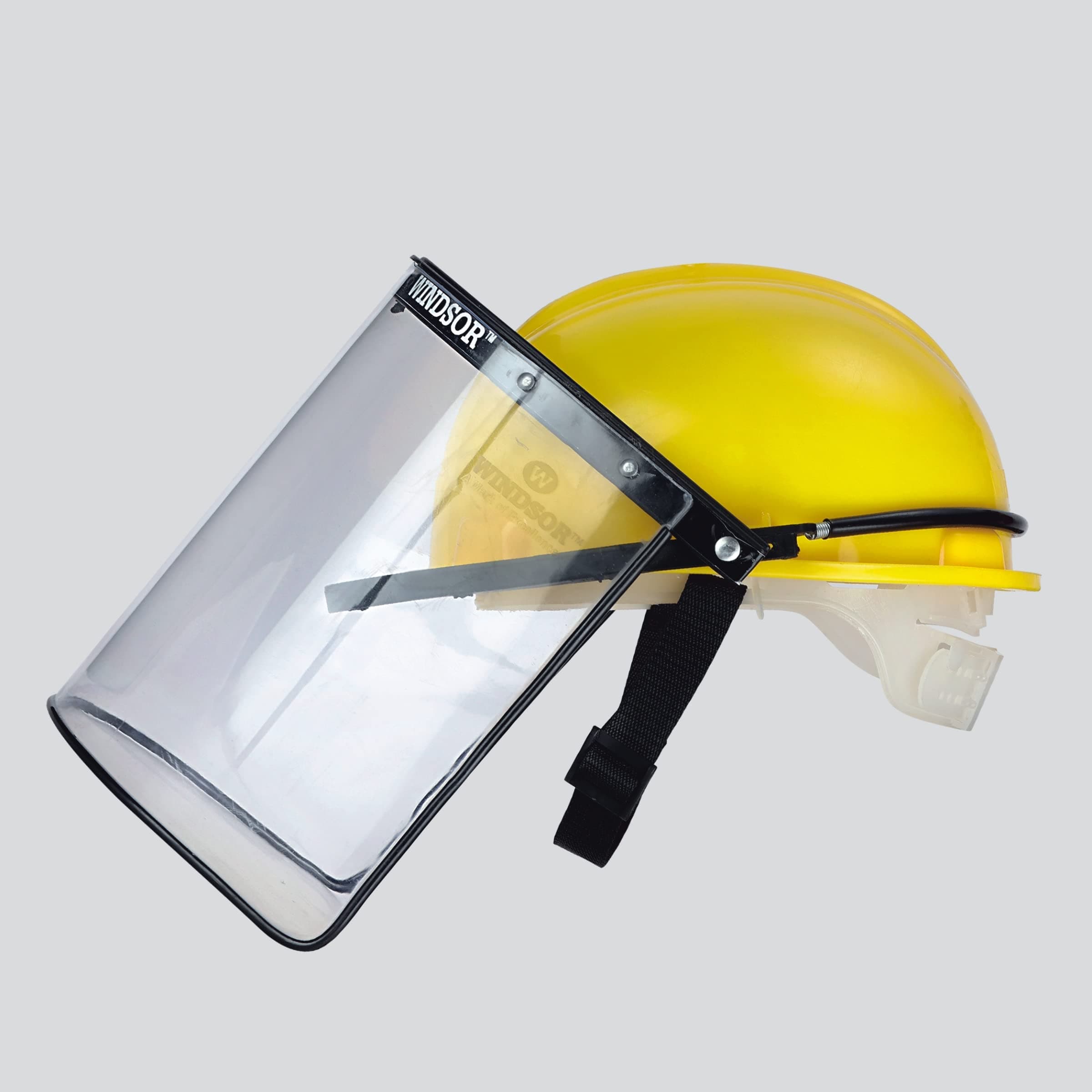 Windsor Safety Helmet (Nape) with Spring Face Shield (8X16) Pack of 1 (Yellow) (PII-707-Nape Spring)