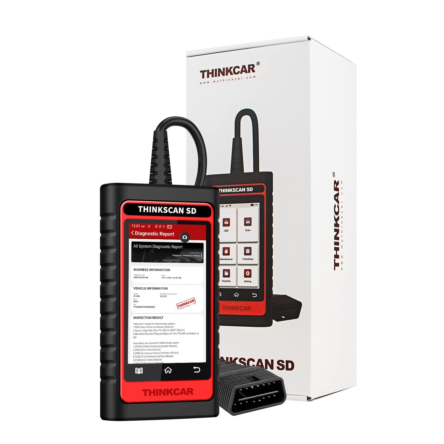 thinkcar Thinkscan SD2 obd2 Diagnostic Device with 28 Resets (2 Freely Selectable), Thinkscan SD2 Full OBD Function, ABS SRS Obd2 Diagnostic Device, Wifi-Free Lifetime Updates (2 System + 2 Resets)