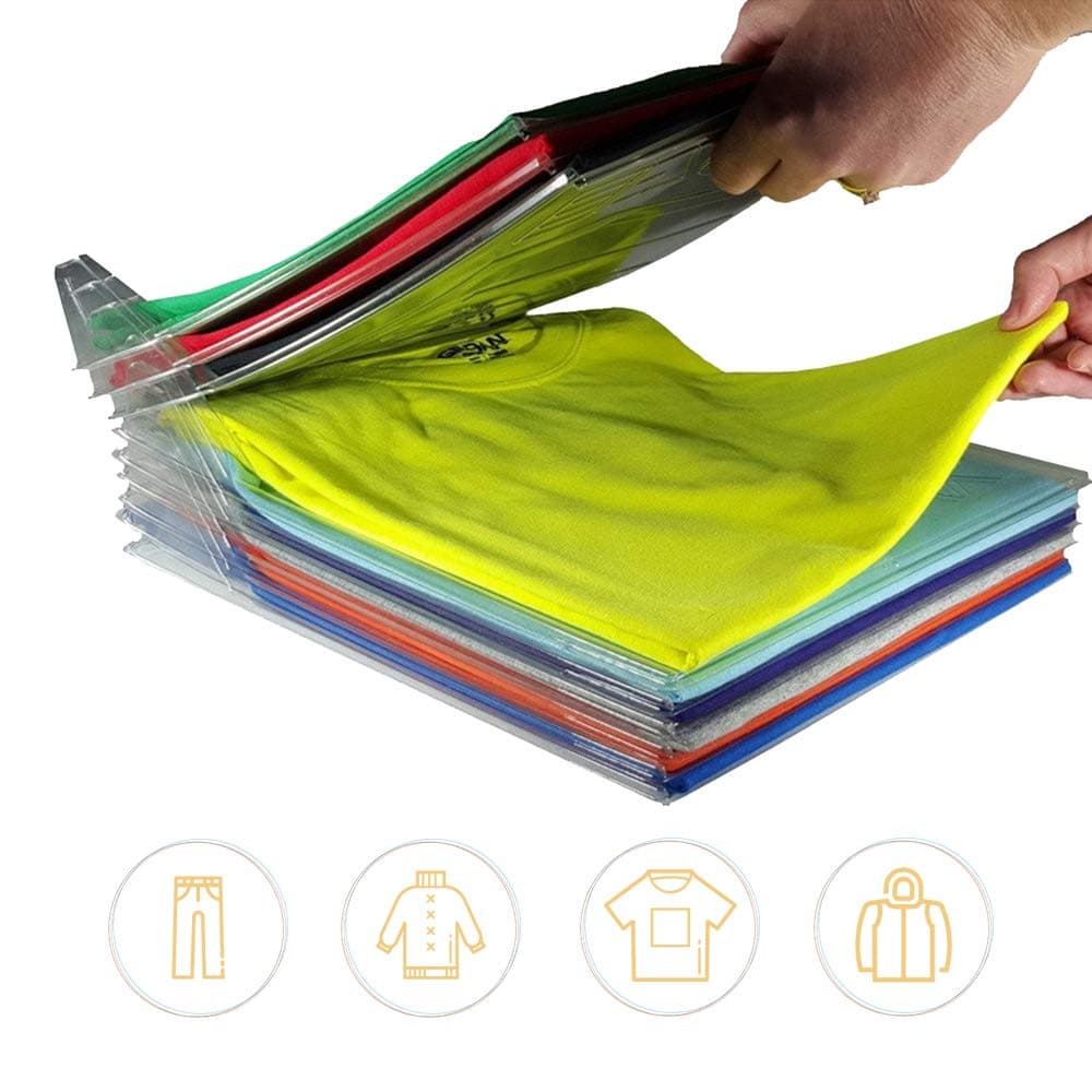OPUSS T-Shirt Clothes Folder Large Magic Fast Laundry Organizer Folding Board Storage Racks Durable Wrinkle-Free with 10pcs/Set