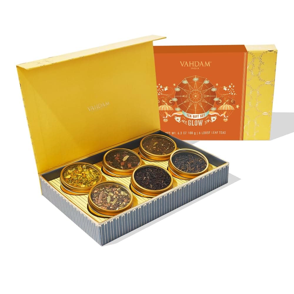 VAHDAM, GLOW - Assorted Tea Gift Set | 6 Teas in Luxury Gift Box | Premium | Gifts for Women & Men