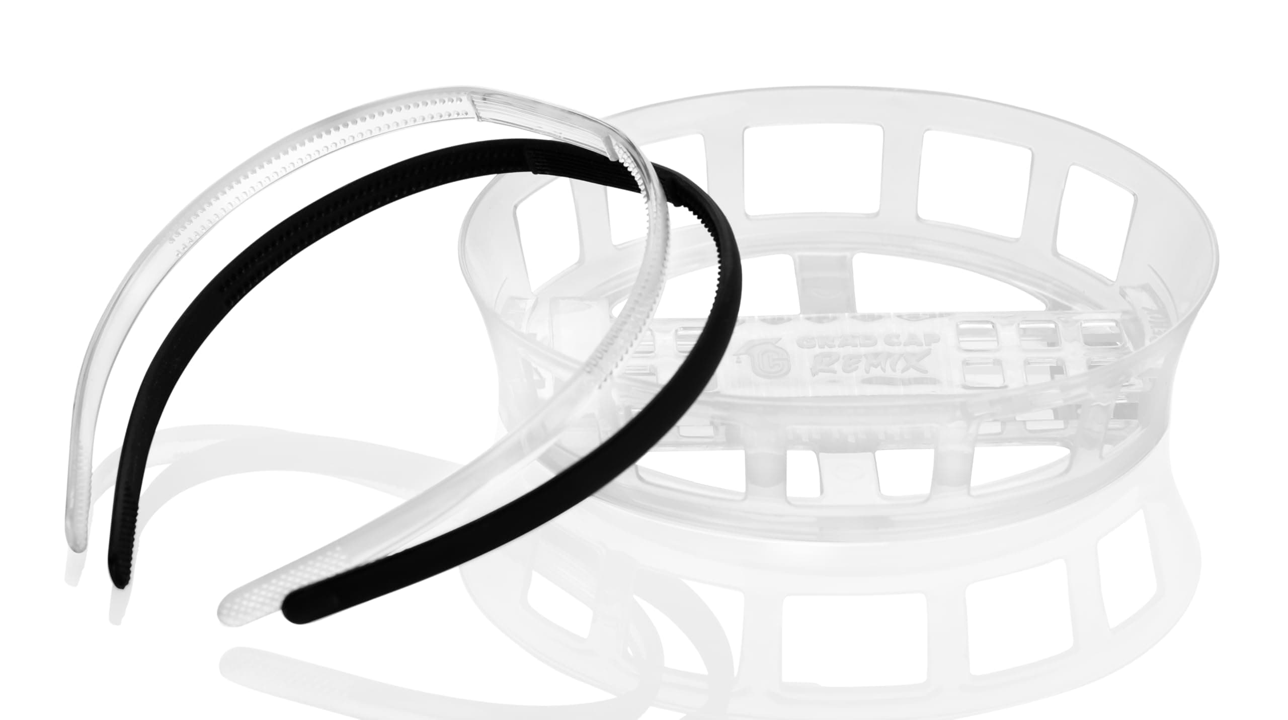 Grad Cap Remix - The ORIGINAL Graduation Cap Headband - Keep Your Natural Hair on Grad Day and Secure Your Cap - Black and Clear Headband Included