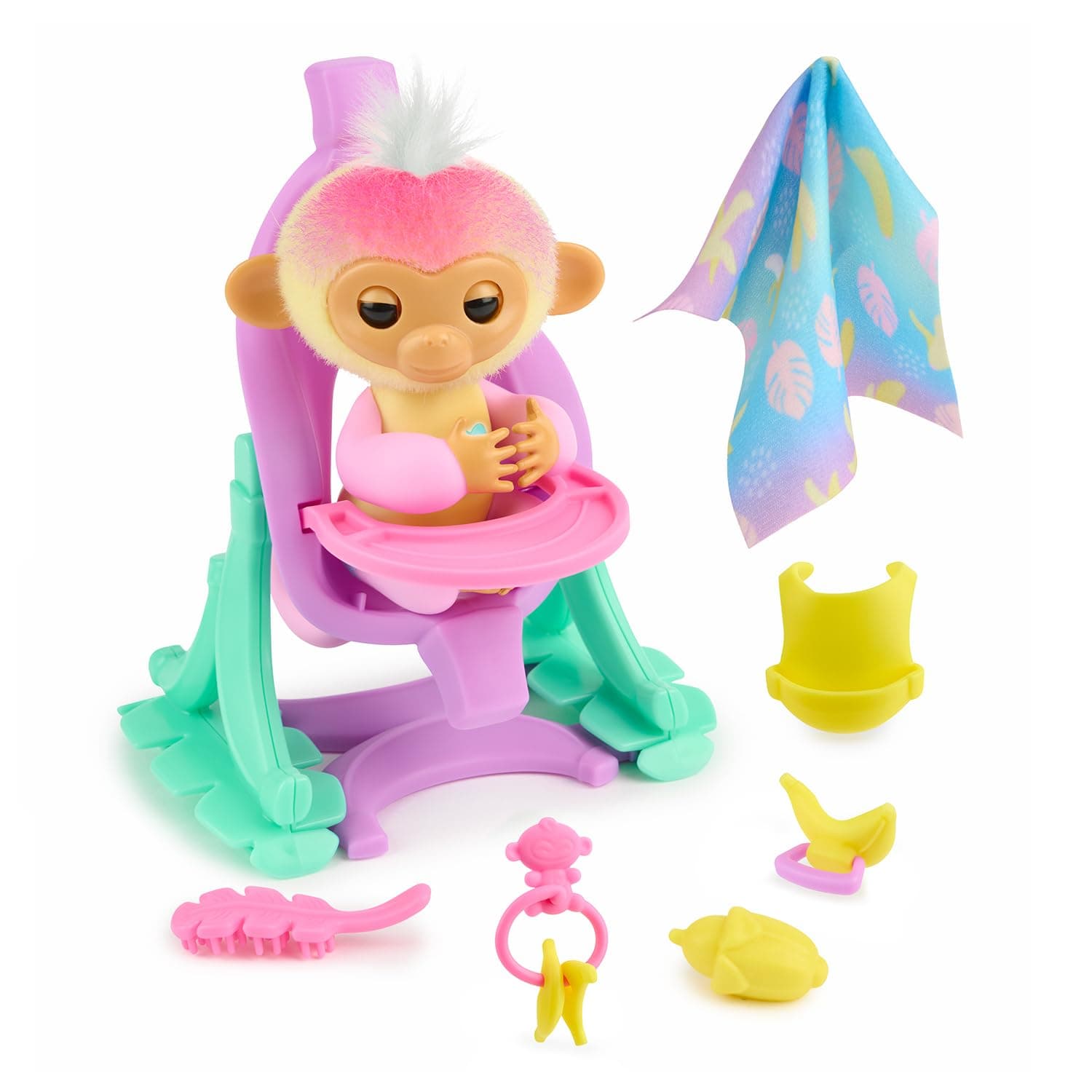 2023 Interactive Baby Monkey Nursery Playset – Jas with 2-in-1 Cradle and High Chair, and 6 Accessories (Ages 5+)