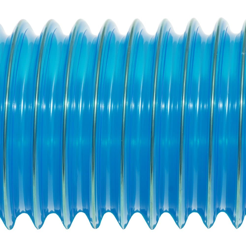 Rubber-Cal 01-203-3.5-12"PVC Flexduct" General Purpose, 3.5"ID x 12' Fully Stretched, Blue