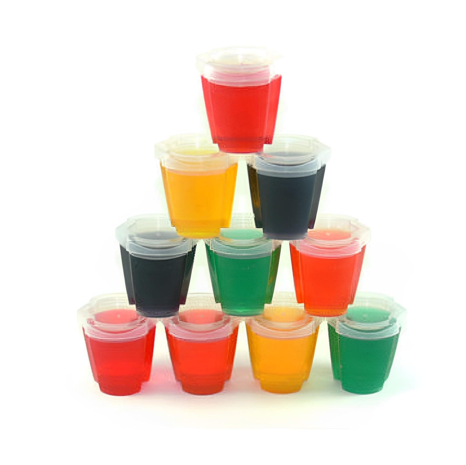 50 EZ-Squeeze Jello Shot Cups With Lids - 2 oz Max Capacity-New and Improved Design 2019 - Jello Shot Cups With Lids Stack-able - Easy To Squeeze -Fun For All Occasions
