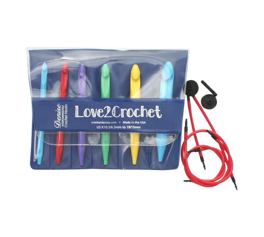 Denise Needles Love2Crochet Interchangeable Crochet Hook Set Sizes K10.5-19, Acrylic, Multicolour, 13.97x20.32x2.54 cm