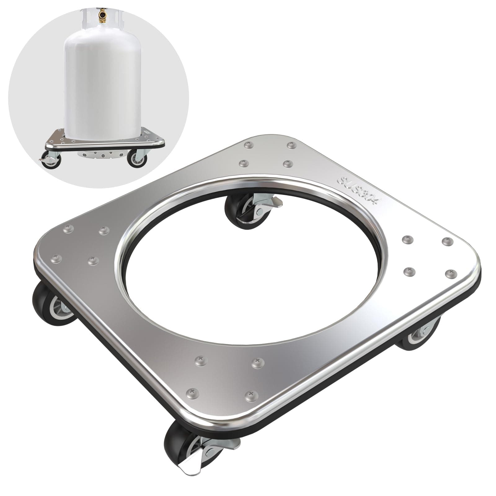 Movable Propane Cylinder Base, Fixed Propane Tank Tray with Brake Wheel, 5-30ib Gas Cylinder Fixed Shelf, Used for Gas Cylinder Consignment and Fixed Storage