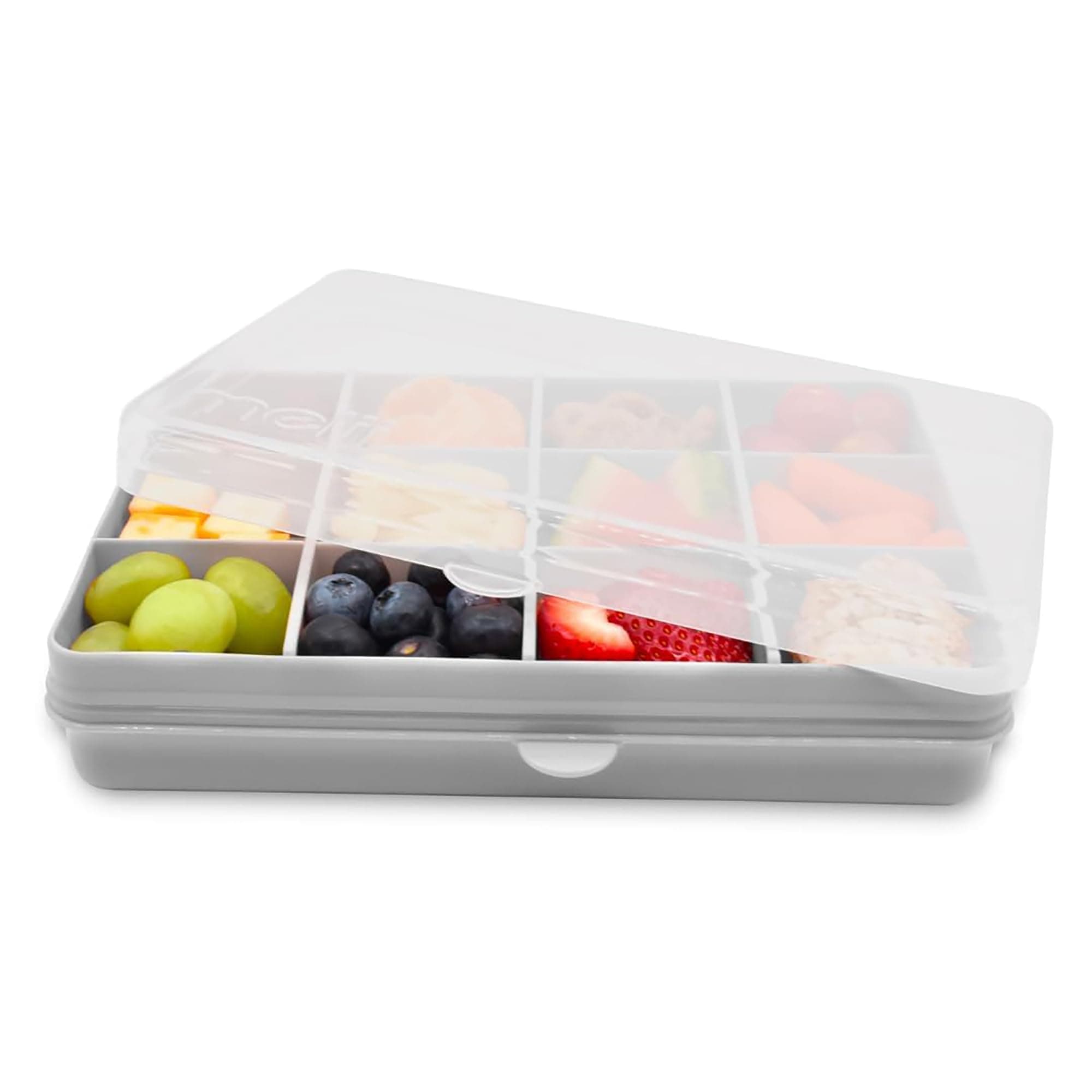 melii Snackle Box with Lid & Dividers (Grey)