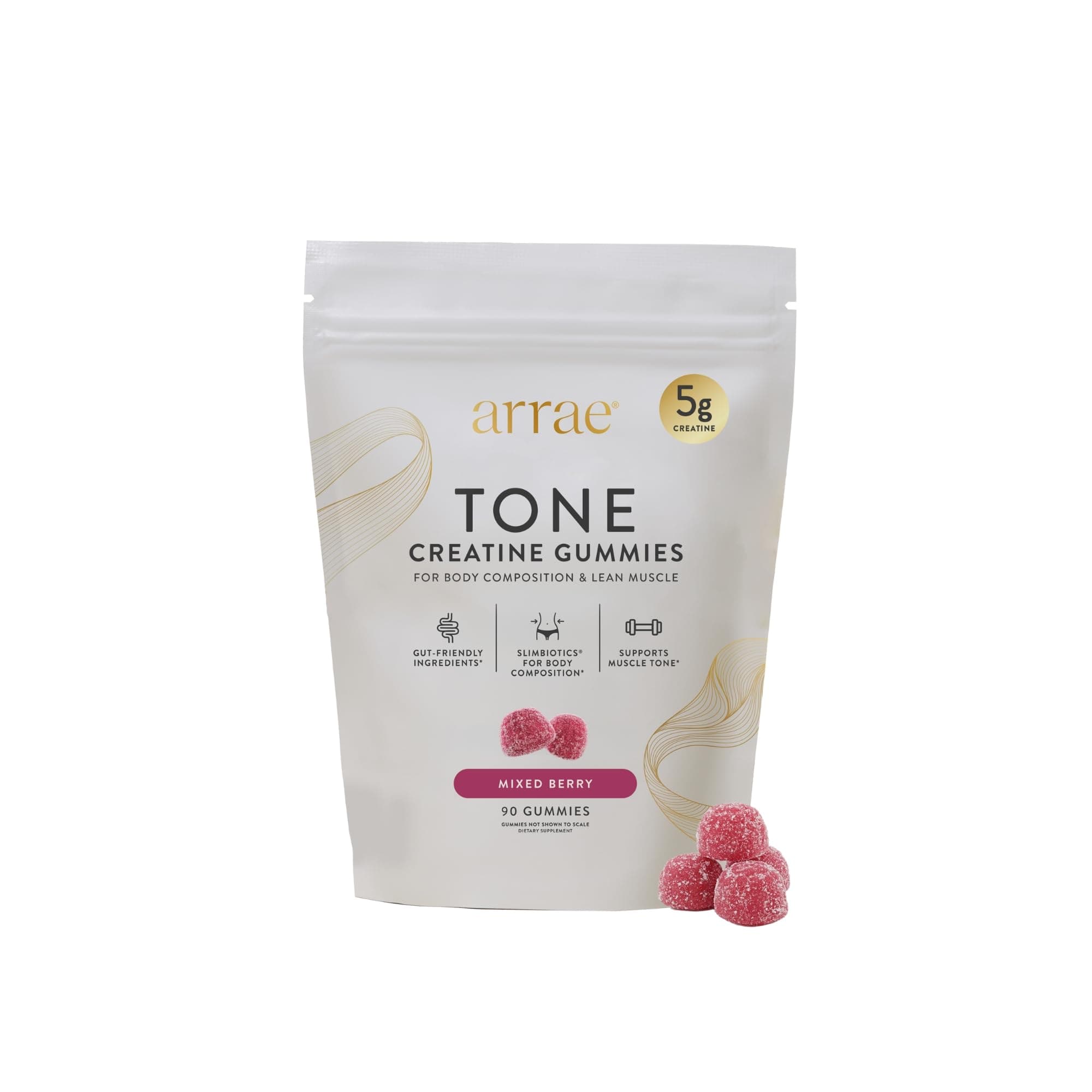 Tone Gummies – Creatine Monohydrate 5g for Women – Support Lean Muscle, Strength & Recovery – Hormone-Friendly Muscle Toning Supplement – Mixed Berry Flavor – 90 Count