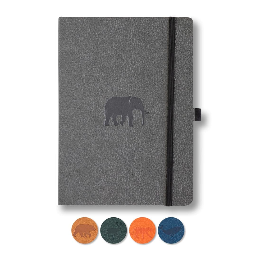 Dingbats* Notebooks Wildlife Soft Cover A5+ Grey Elephant - Dotted