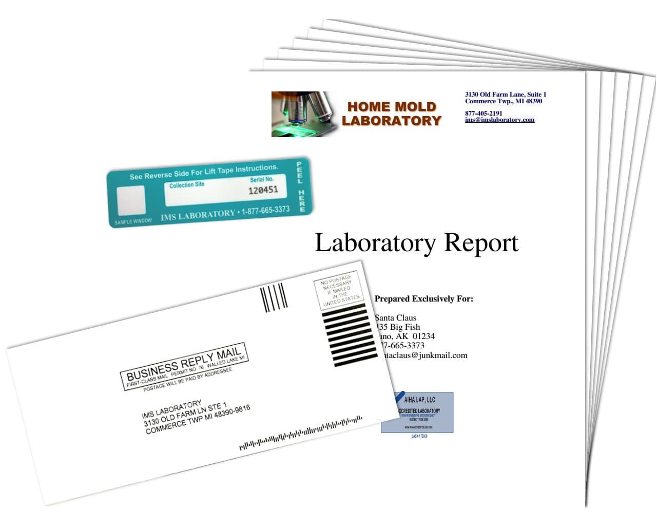 Lift Tape Mold Analysis Kit includes Postage, Lab Fees and Telephone Consultation